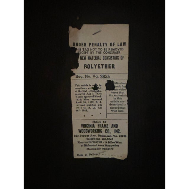 Vintage Empire Style Maple Footstool With Blue and White Linen Upholstery For Sale - Image 12 of 12