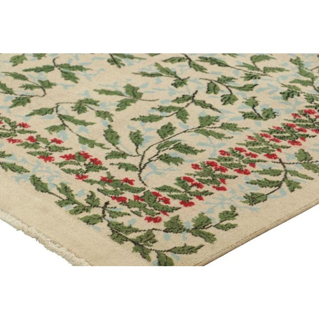 Vintage Zeki Múren Rug in Beige, With Green & Blue Florals, From Rug & Kilim For Sale In New York - Image 6 of 7