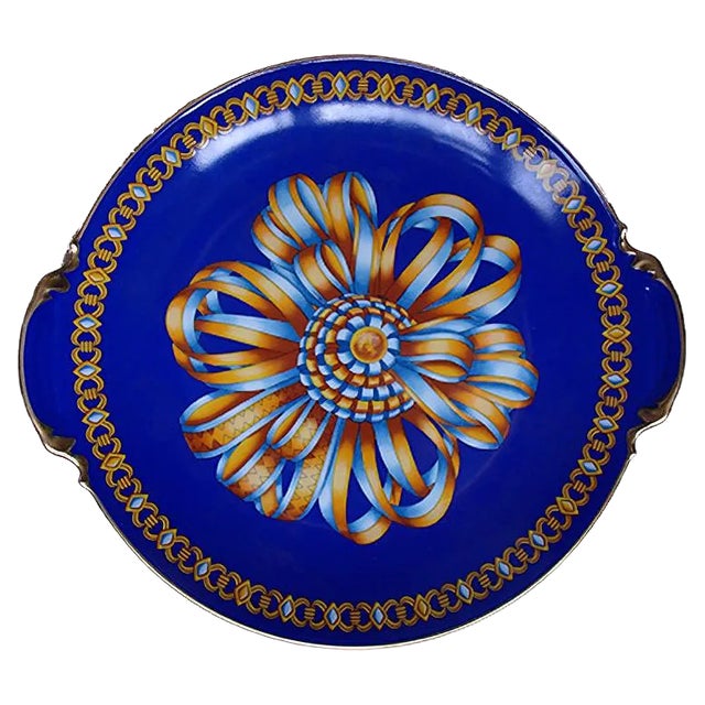 Porcelain Cocarde de soie Plate from Hermès, 1980s For Sale