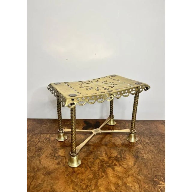 Large Antique Edwardian Brass Trivet, 1900 For Sale - Image 6 of 8