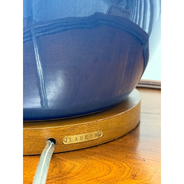 1990s Vintage Ralph Lauren Blue Table Lamp For Sale - Image 5 of 5