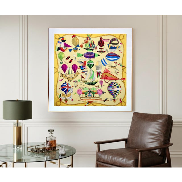 This is an authentic framed silk scarf by Hermès. Designed in 1984 by acclaimed French artist Loïc Dubigeon, this vibrant...