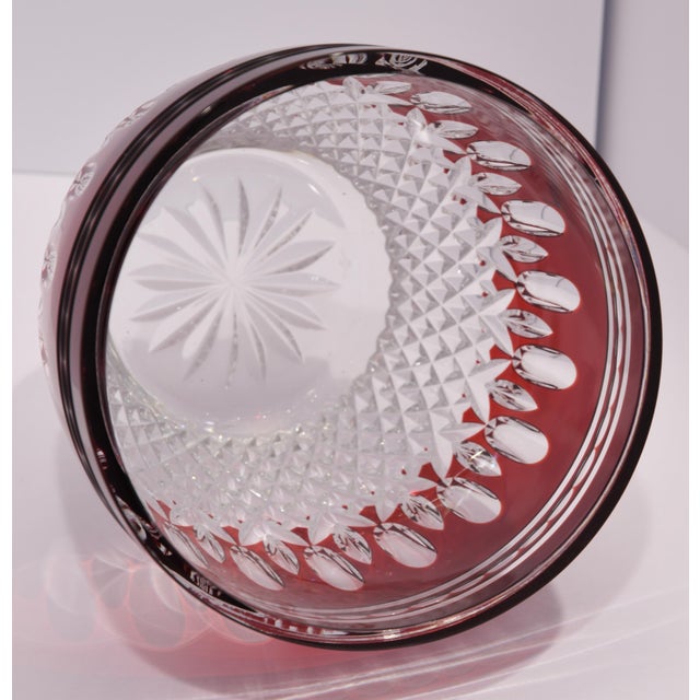 Contemporary Vintage Waterford Crystal Clarendon Ruby Ice Bucket Red Cut to Clear For Sale - Image 3 of 11