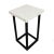 Side table with herringbone pattern 2" thick top sitting atop a matte iron U-shape leg base. Exact tones, textures, and...