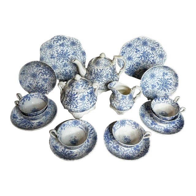 Antique Staffordshire Transferware Miniature Child’s Tea Set For Sale