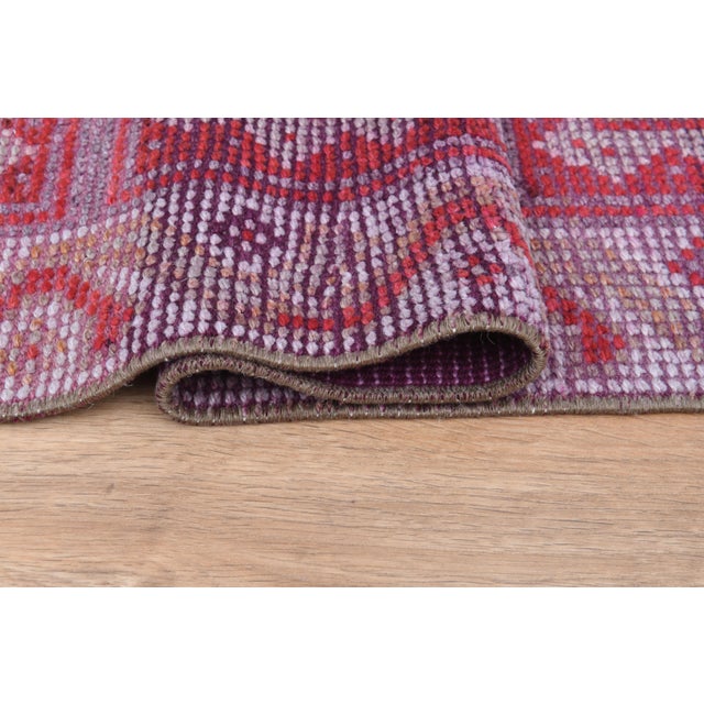 1970s Vintage 1970s Turkish Oushak Handmade Pink Red Wool Wool Runner For Sale - Image 5 of 11