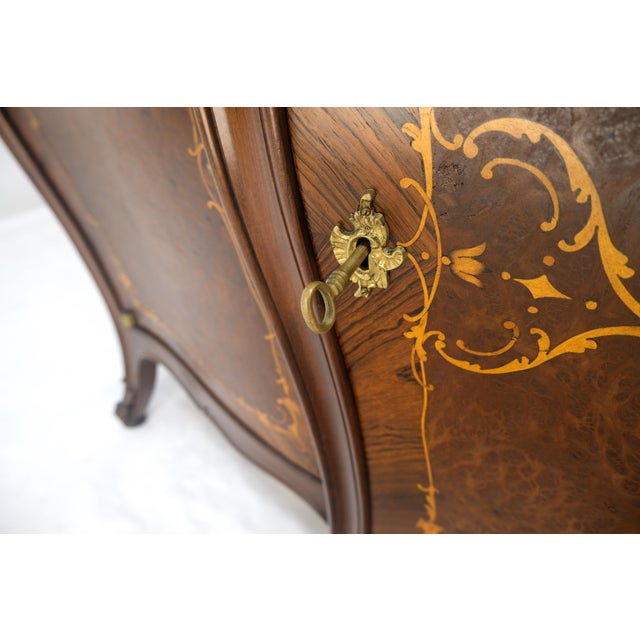 Late 20th Century Very Fine Extra Large French Inlaid Bombe 3 Doors Dresser Fitted Drawers MINT For Sale - Image 5 of 18