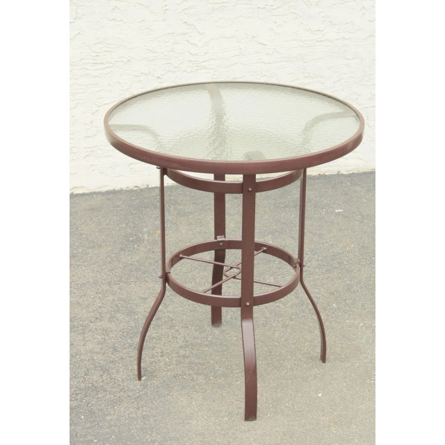 Traditional Woodard Belden Aluminum Patio 4 Piece Patio High Top Table & Chairs Set - Set of 4 For Sale - Image 3 of 12