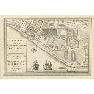 Antique Plan of the Dutch Settlement at Chinsura-Hooghly, 1746 For Sale
