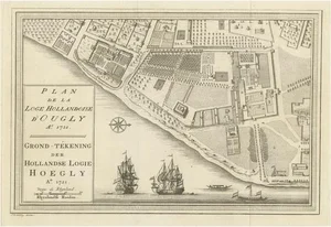 Antique Plan of the Dutch Settlement at Chinsura-Hooghly, 1746