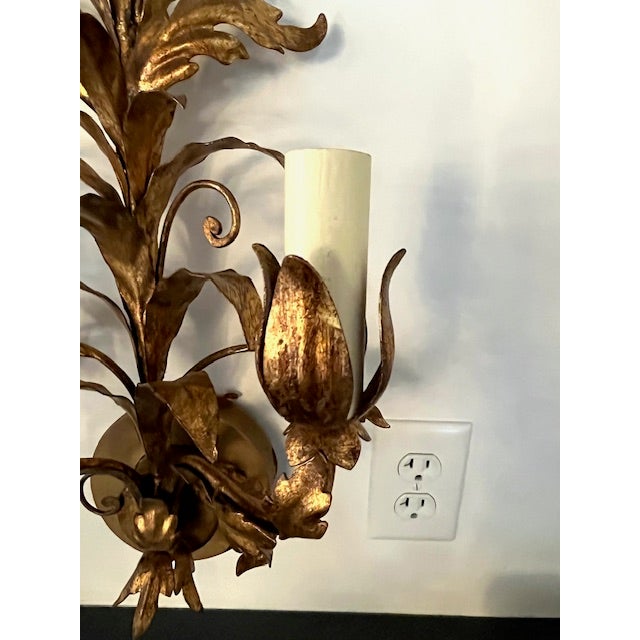 Mid 20th Century Scroll and Leaf Two Light Sconces - a Pair For Sale In New York - Image 6 of 6