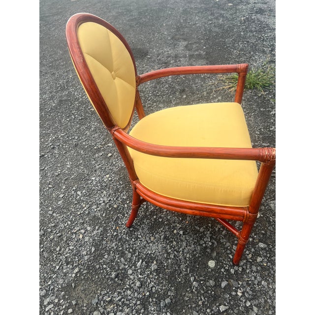Vintage McGuire San Francisco Rattan Target Back Arm Chair For Sale - Image 9 of 11