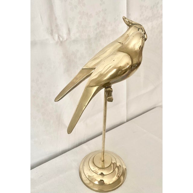Gold Mid-Century Hollywood Regency Solid Brass Lovebirds on Perch Stand For Sale - Image 8 of 16