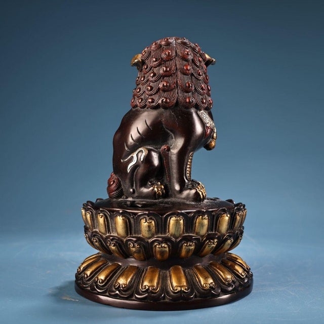 This is a magnificent vintage Chinese bronze incense burner, sculpted as a magnificent Guardian Lion (Foo Dog) sitting...