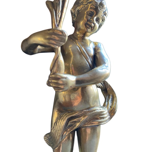 Sculpture of Putto with Torch in Gilt Bronze, 1800s For Sale - Image 9 of 11