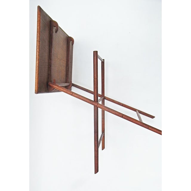 Wood Tray Foldable Side Table in Teak and Rattan Weave, Indonesia, 1980s For Sale - Image 7 of 11