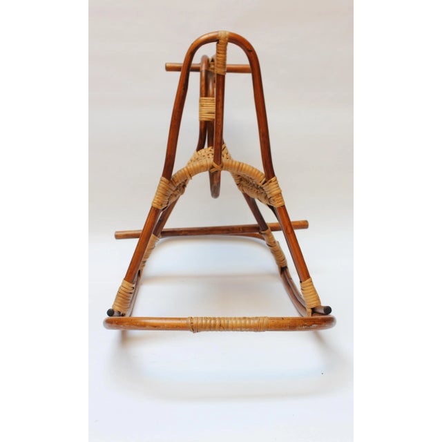 1950s Mid-Century Italian Modern Bamboo and Rattan Rocking Horse Attributed to Albini For Sale - Image 5 of 13