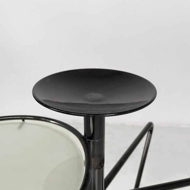 Italian Modern Coffee Table with Ashtray in Black Metal and Glass, 1980s For Sale - Image 6 of 18