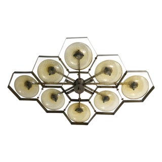 21st Century Hive Bronze Amber Bubbles Murano Flush Mount by Fabio LTD For Sale