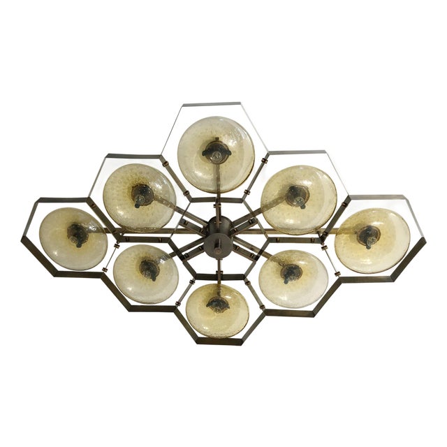 21st Century Hive Bronze Amber Bubbles Murano Flush Mount by Fabio LTD For Sale