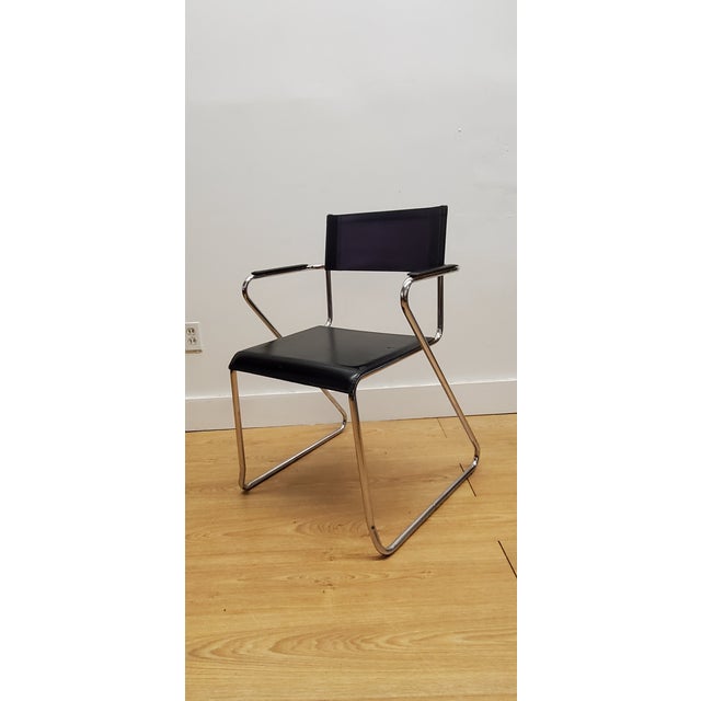 1960s Italian Mid Century Leather And Chrome Zig Zag Accent Chair Chairish
