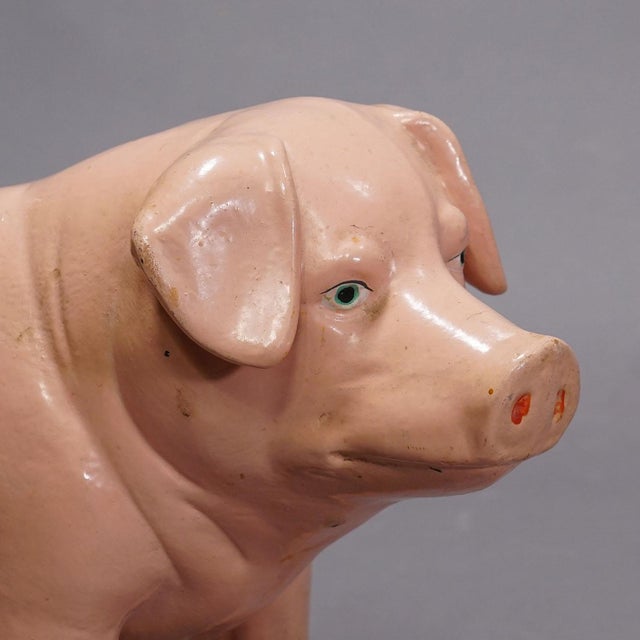 Farmhouse Butchery Window Decoration of a Pig From the 1950s For Sale - Image 3 of 6