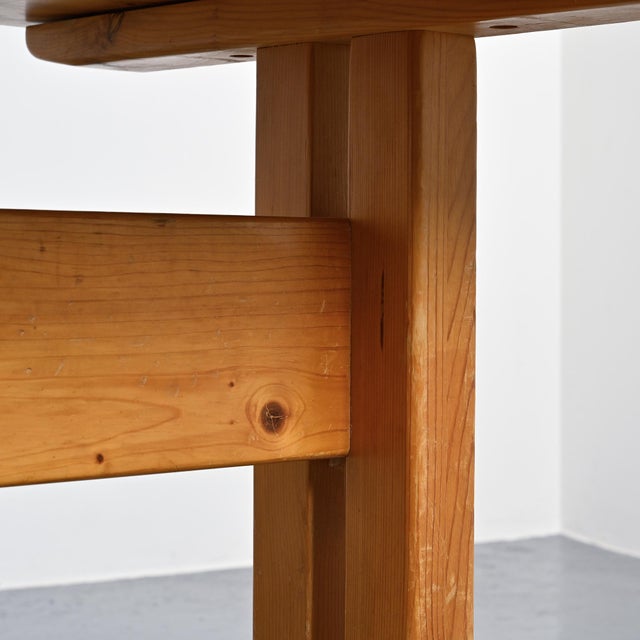 Wood Pine Dining Table for Les Arcs, France, 1970s For Sale - Image 7 of 13