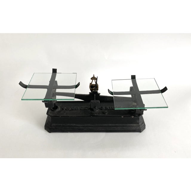 Metal Antique Belgian Scale W/ Glass Plates For Sale - Image 7 of 7