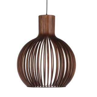 Wooden Slat Drum Pendant For Sale