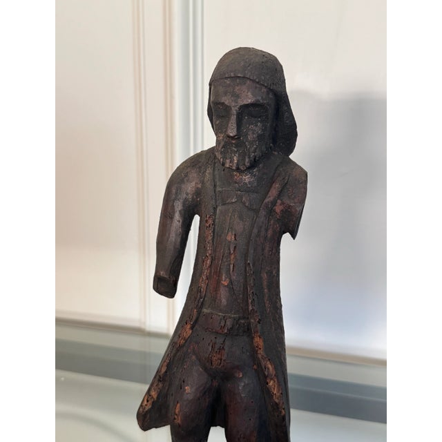 Brown Antique Spanish Revival Santos Religious Relic Solid Wood Tabletop Figure For Sale - Image 8 of 12