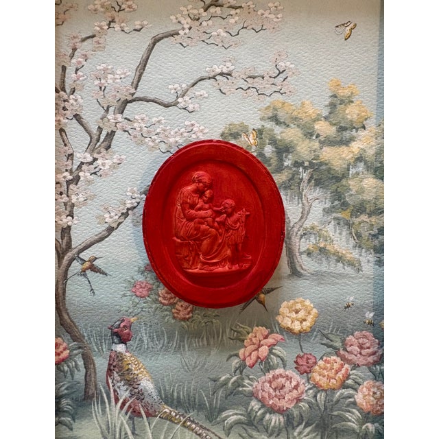 Grand Tour Replica Plaster Intaglio of Mother and Children in Closed Corner Plein Air Frame For Sale - Image 4 of 5