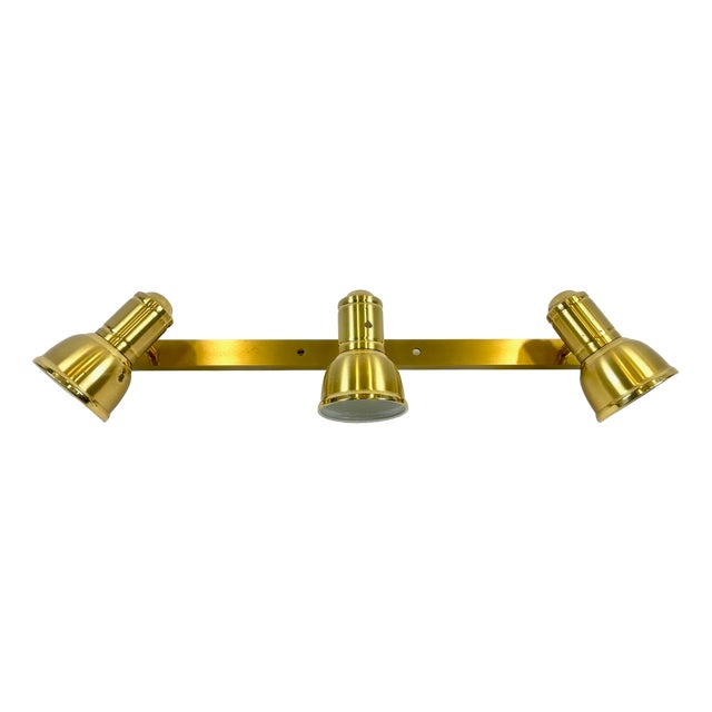 Vintage Brass Strip Ceiling Lamp, 1970s For Sale