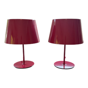Vintage Ikea Kulla Red (Winered) Table Lamps From the 1990 - Set of Two