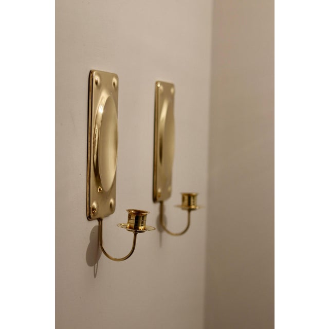 Mid-Century Modern Mid-Century Modern Swedish Rectangular Brass Sconces, Set of 2 For Sale - Image 3 of 10
