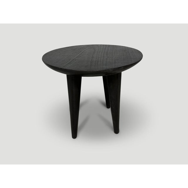 Andrianna Shamaris Minimalist Charred Round Side Table For Sale - Image 14 of 18