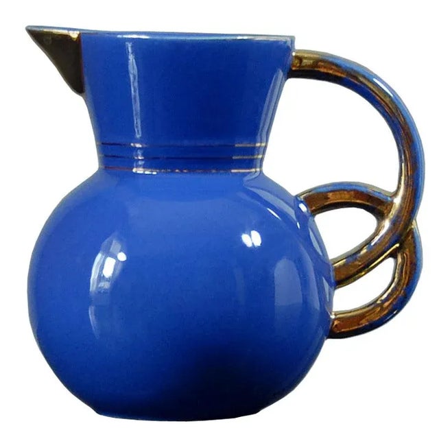 Blue Belgian Jug by R. Chevalier for Boch Freres, 1930s For Sale - Image 8 of 8