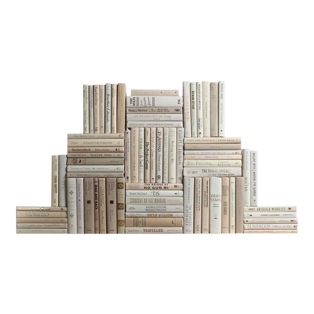 Decorative Books - Beach Book Wall - Set of 75 Beige Books For Sale