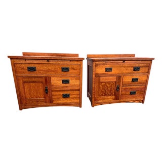 Late 20th Century Mission Oak Nightstands End Tables Michaels Furniture for Restoration Hardware, 2 Pieces For Sale