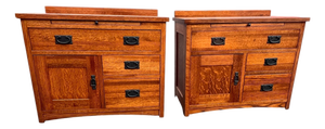 Late 20th Century Mission Oak Nightstands End Tables Michaels Furniture for Restoration Hardware, 2 Pieces