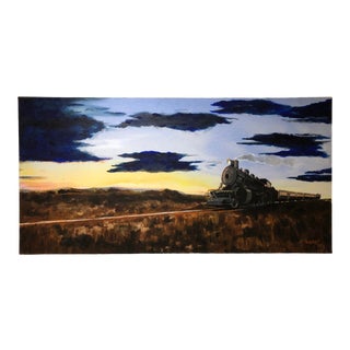 Train at Sunset Acrylic on Canvas Painting For Sale