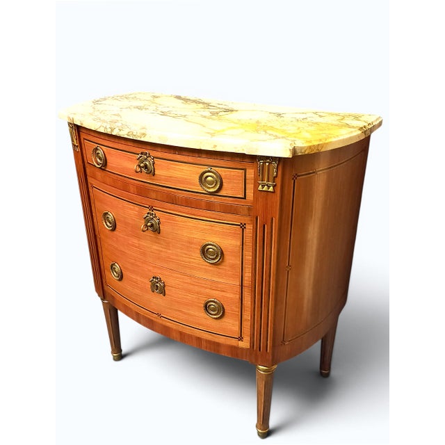 Louis XVI Marquetry Half-Moon Commode, 1890s For Sale - Image 5 of 11