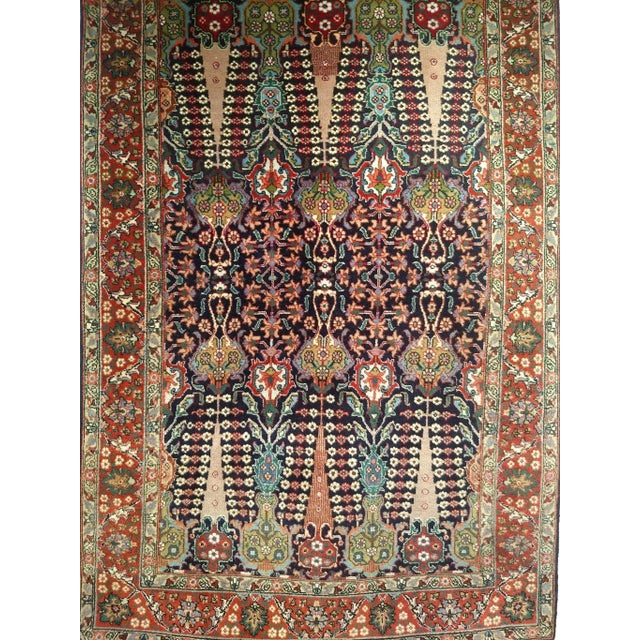 Early 20th Century Antique Persian Tabriz Area Rug, All-Over Geometric Pattern, Navy & Green, 3’ X 6’ For Sale - Image 5 of 11