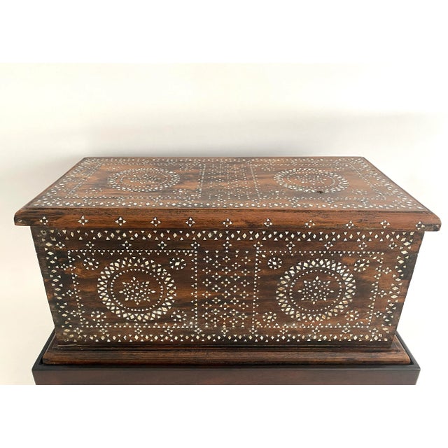 Antique Mother of Pearl Chest on Custom Stand For Sale - Image 11 of 12