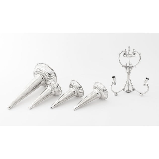 Mid 20th Century Modern Silver Plate Four Trumpet Epergne For Sale In New York - Image 6 of 8