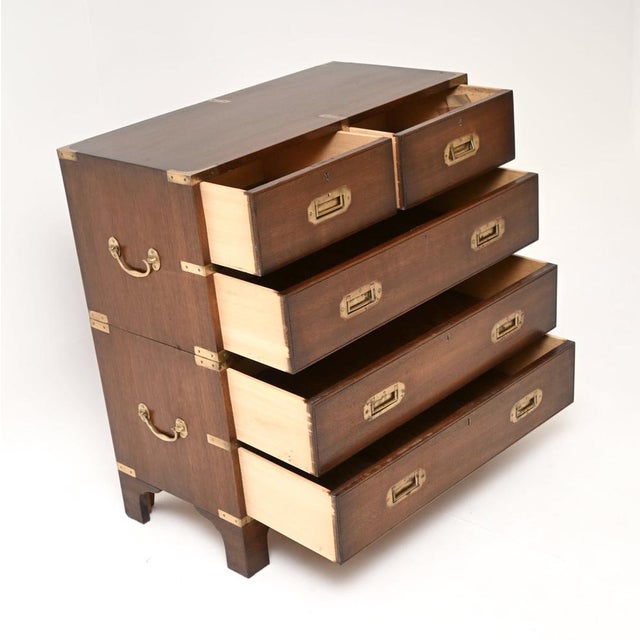 Antique Military Campaign Chest of Drawers, 1930s For Sale - Image 4 of 11