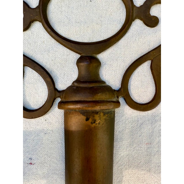 Vintage Overscale Decorative Brass Skeleton Key Wall Sculpture For Sale - Image 4 of 10