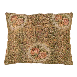 1910 Decorative Antique Jacquard Tapestry Pillow with Floral Elments Allover