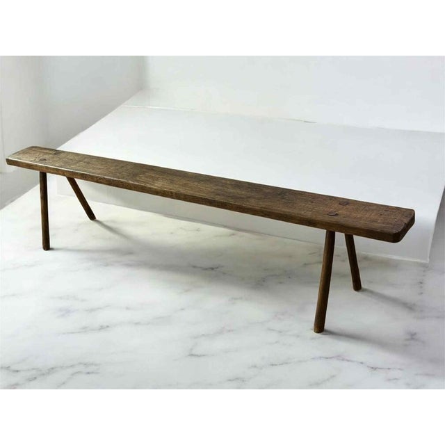 Rustic Antique French Rustic Farmhouse Bench For Sale - Image 3 of 15