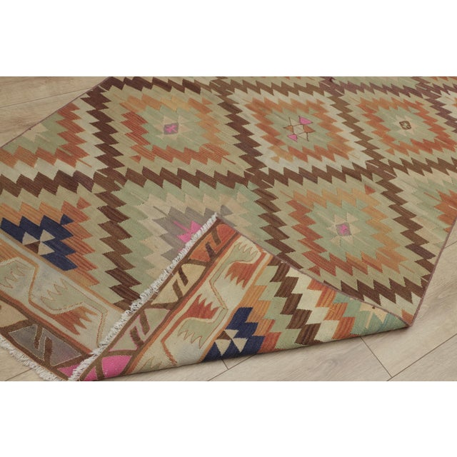 Brown 1970s Southwestern Brown Hand Knotted Kilim For Sale - Image 8 of 13