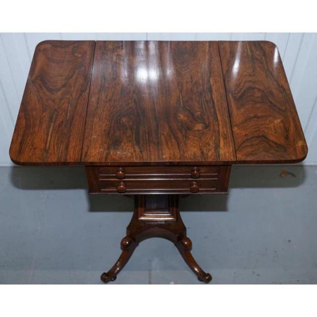 Antique Regency Drop Leaf Worktable with Drawers, 1890s For Sale - Image 4 of 9